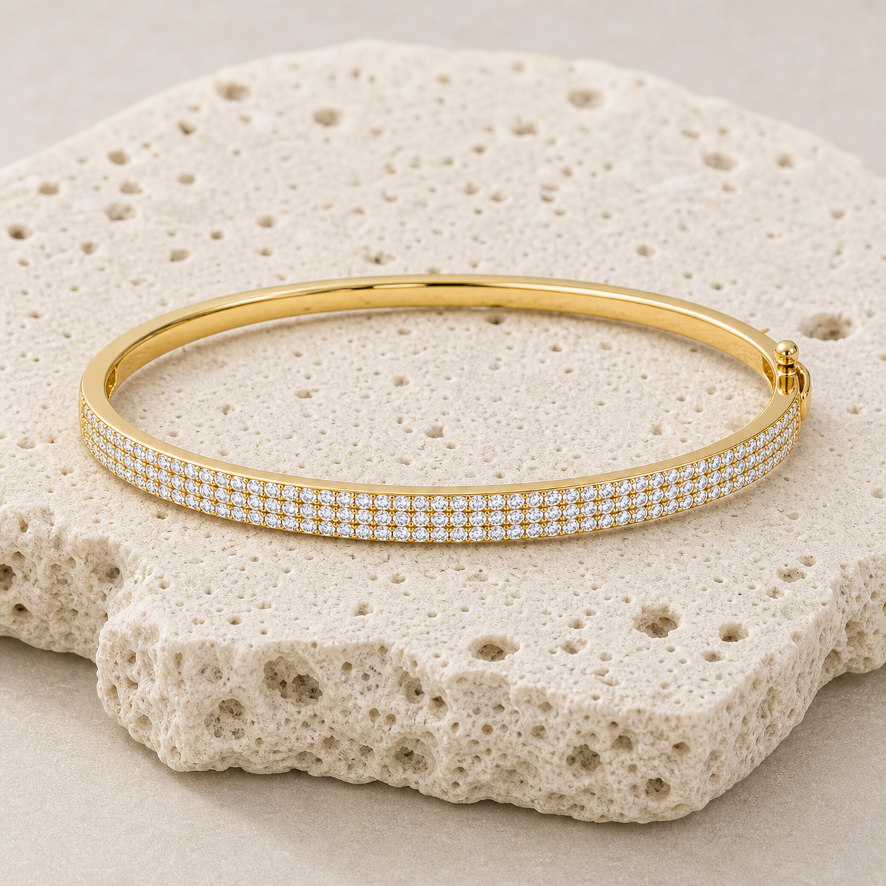 Siena Triple Pave Bangle rock gold by SURI