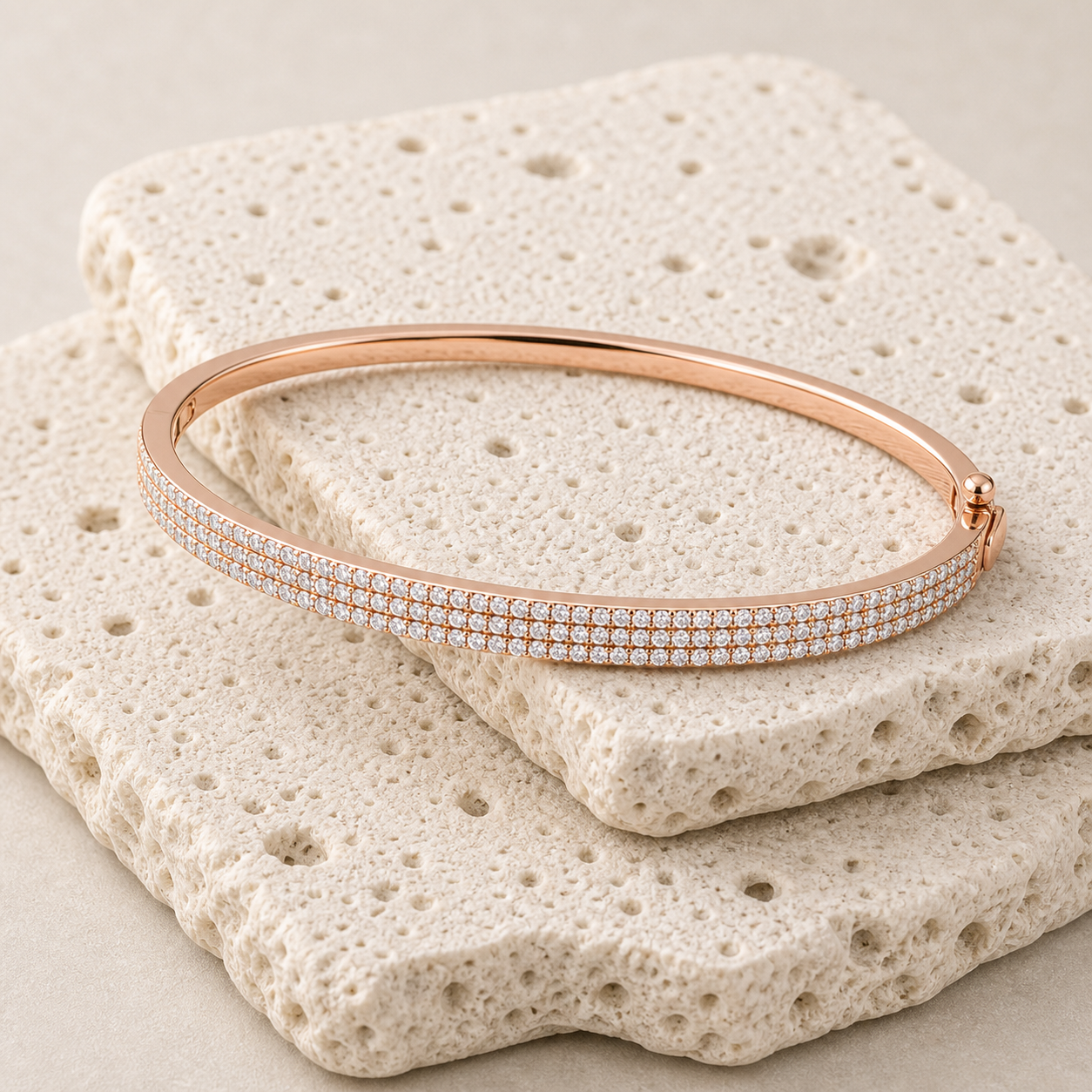 Siena Triple Pave Bangle rock rose gold by SURI