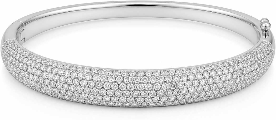 Marcella Dome Pave Bangle product silver by SURI