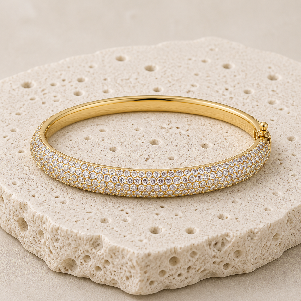 Marcella Dome Pave Bangle rock gold by SURI