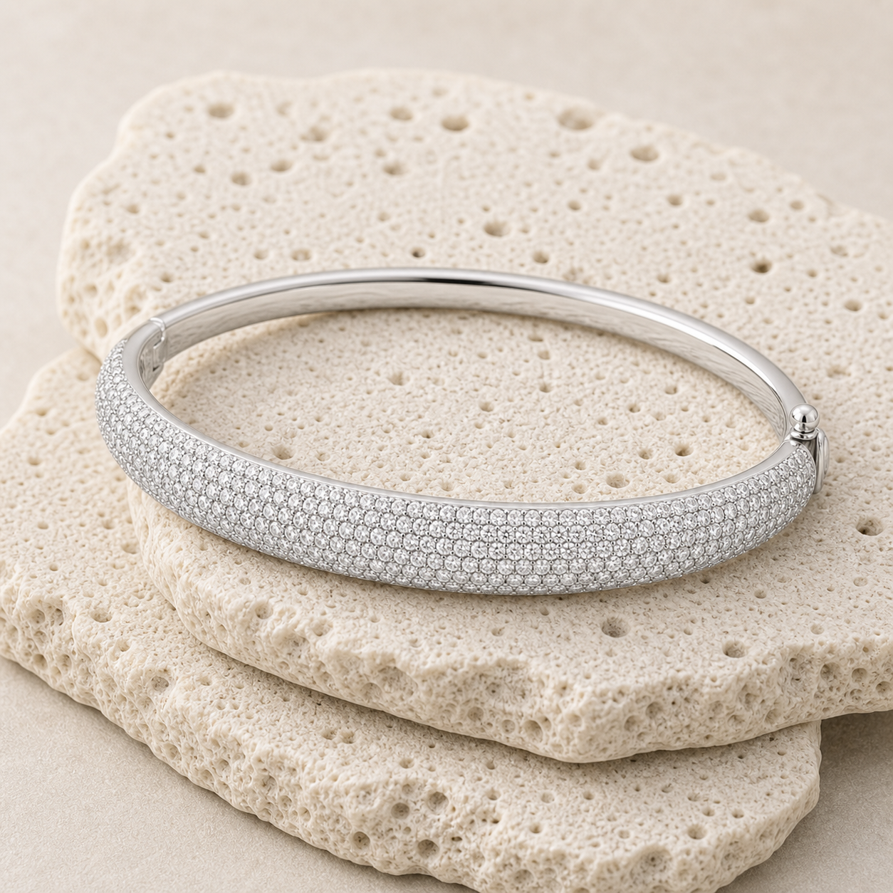 Marcella Dome Pave Bangle rock silver by SURI