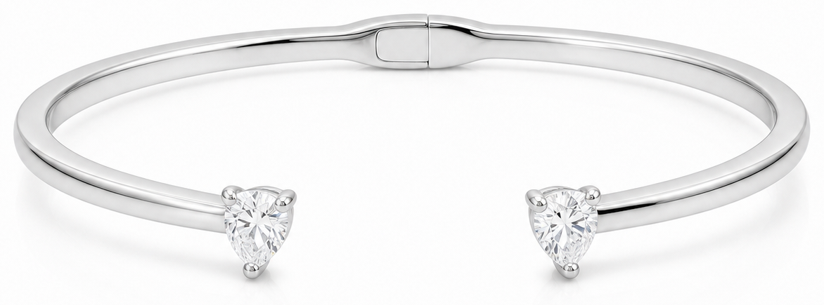 Gia Two Diamond Cuff Bangle product silver by SURI