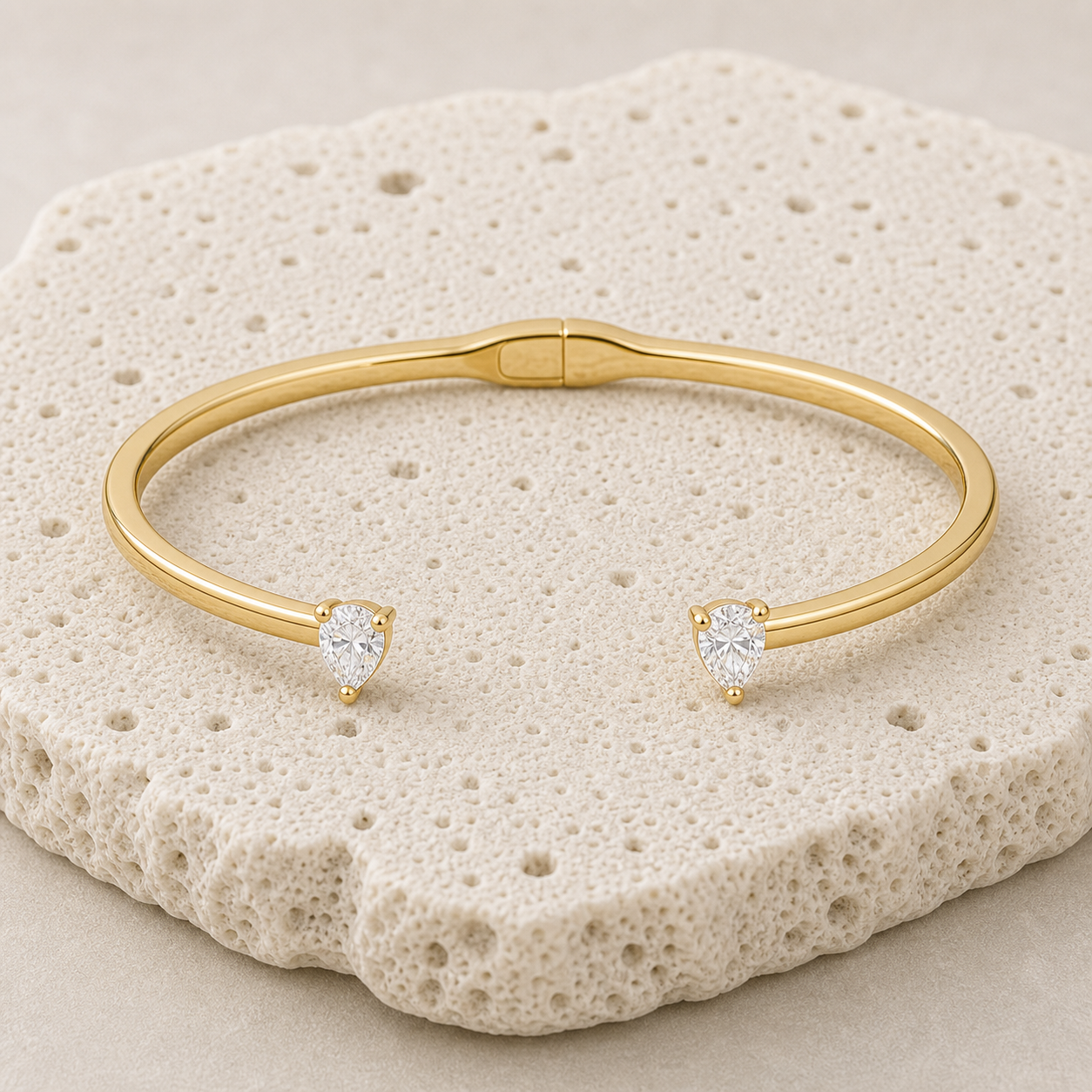 Gia Two Diamond Cuff Bangle rock gold by SURI