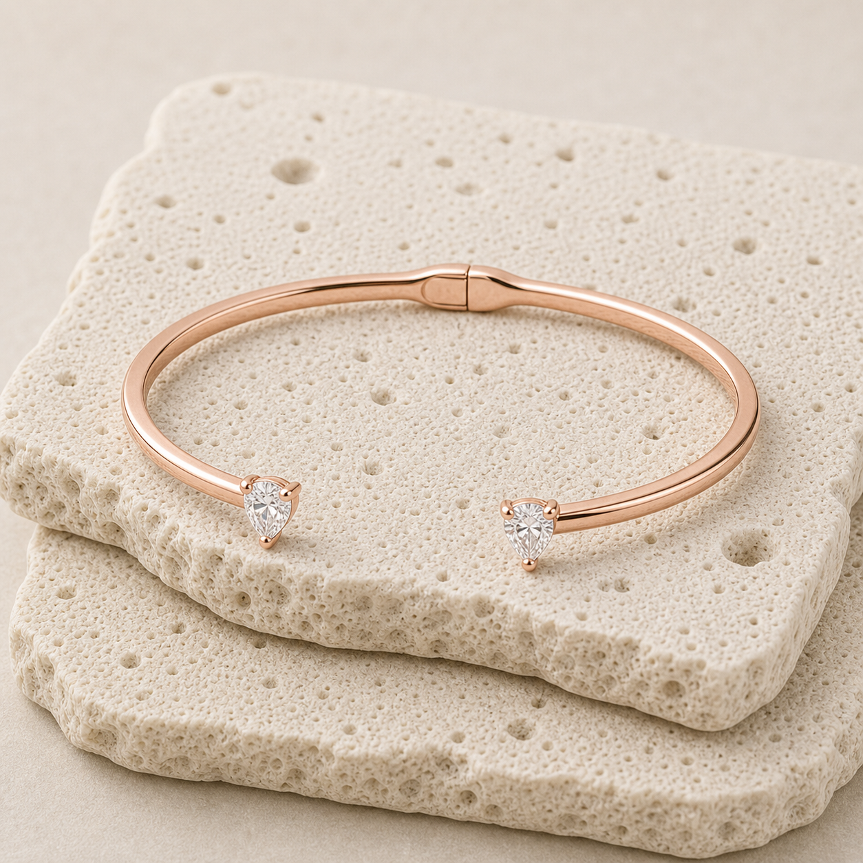 Gia Two Diamond Cuff Bangle rock rose gold by SURI