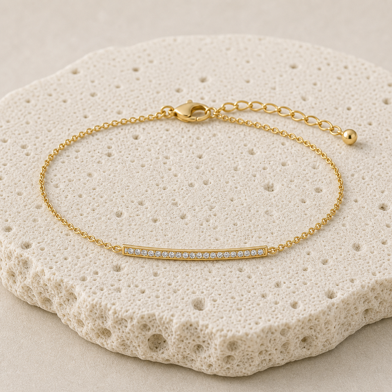 Ayla Diamond Bar Bracelet rock gold by SURI