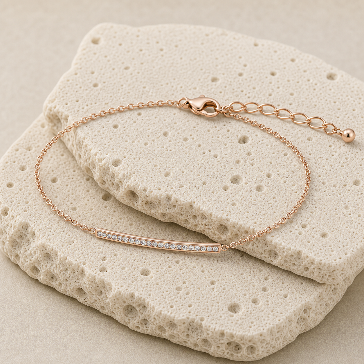 Ayla Diamond Bar Bracelet rock rose gold by SURI