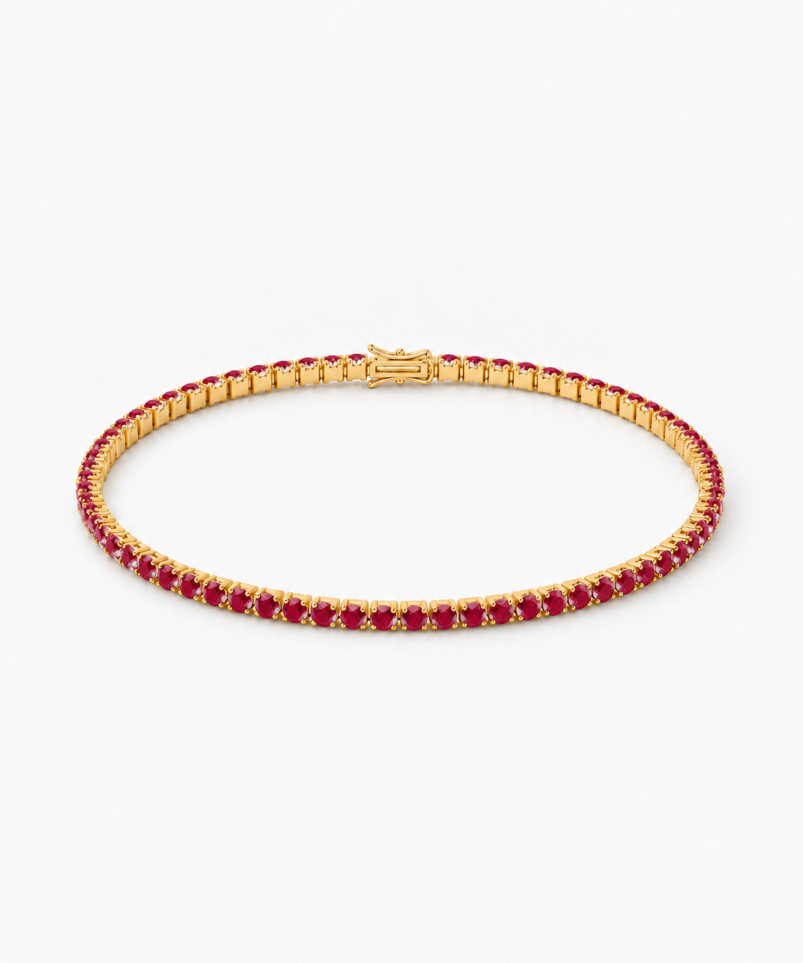 Sakura Ruby Tennis Bracelet — gold on white background