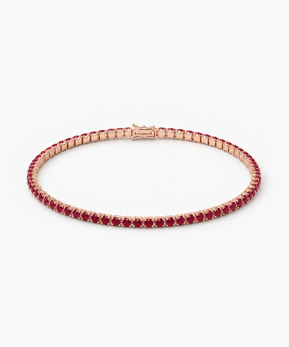 Sakura Ruby Tennis Bracelet — rose gold on white background