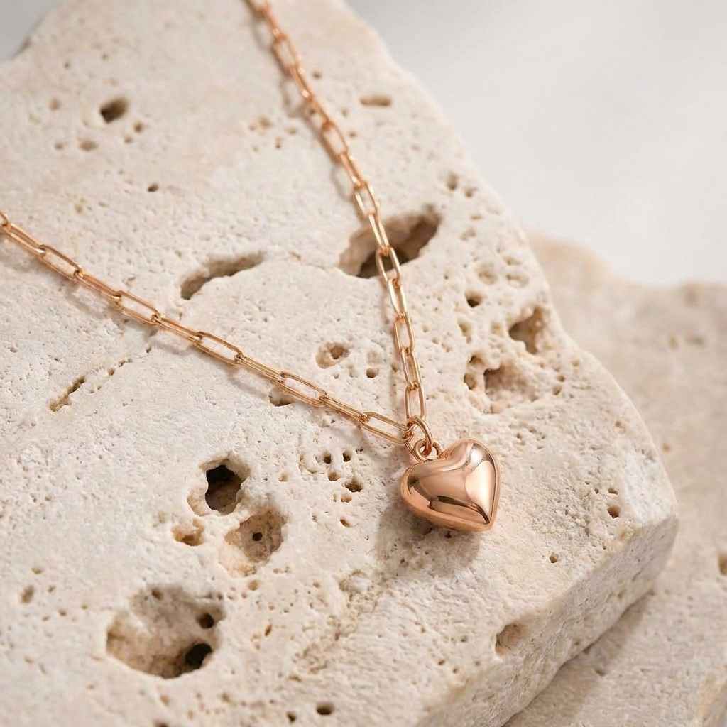 Yumi Paperclip Heart Necklace finish detail by SURI