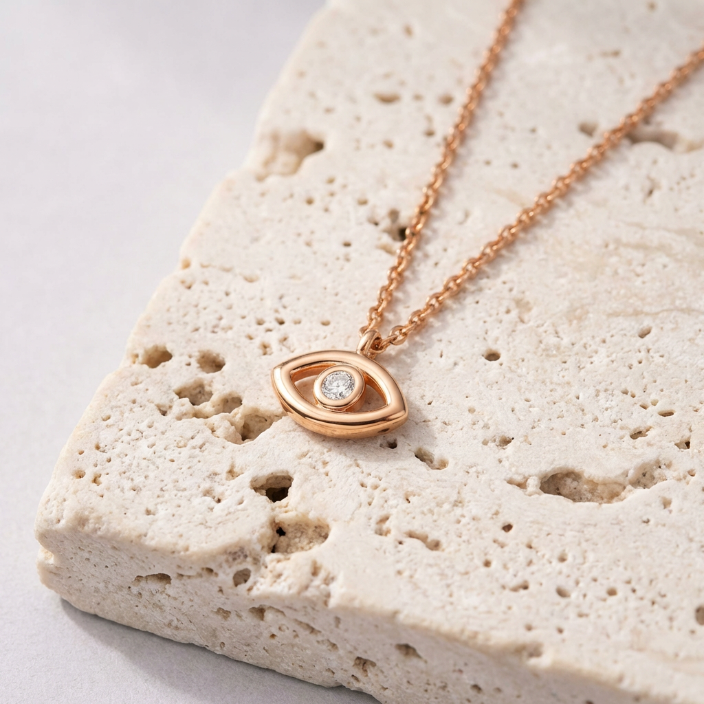 Kyra Evil Eye Necklace finish detail by SURI