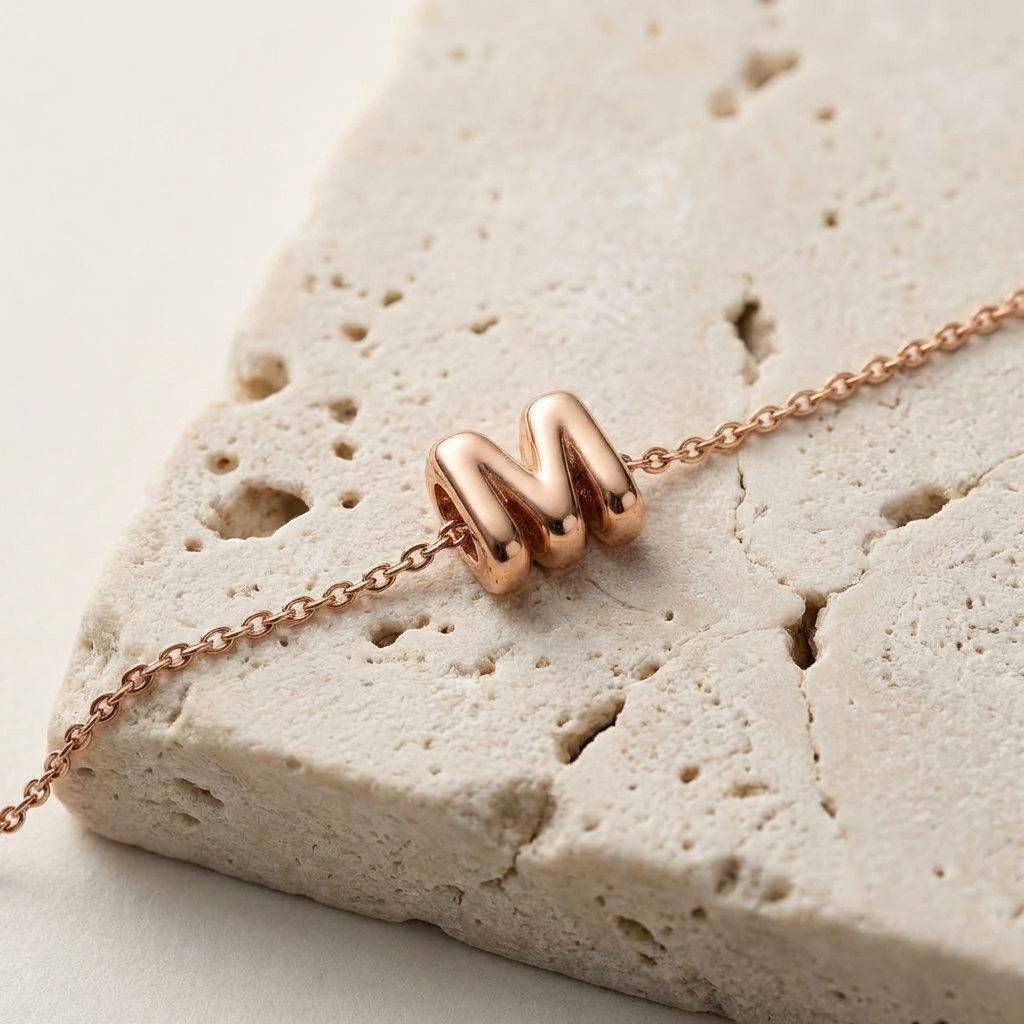 Sia Bubble Initial Bracelet finish detail by SURI