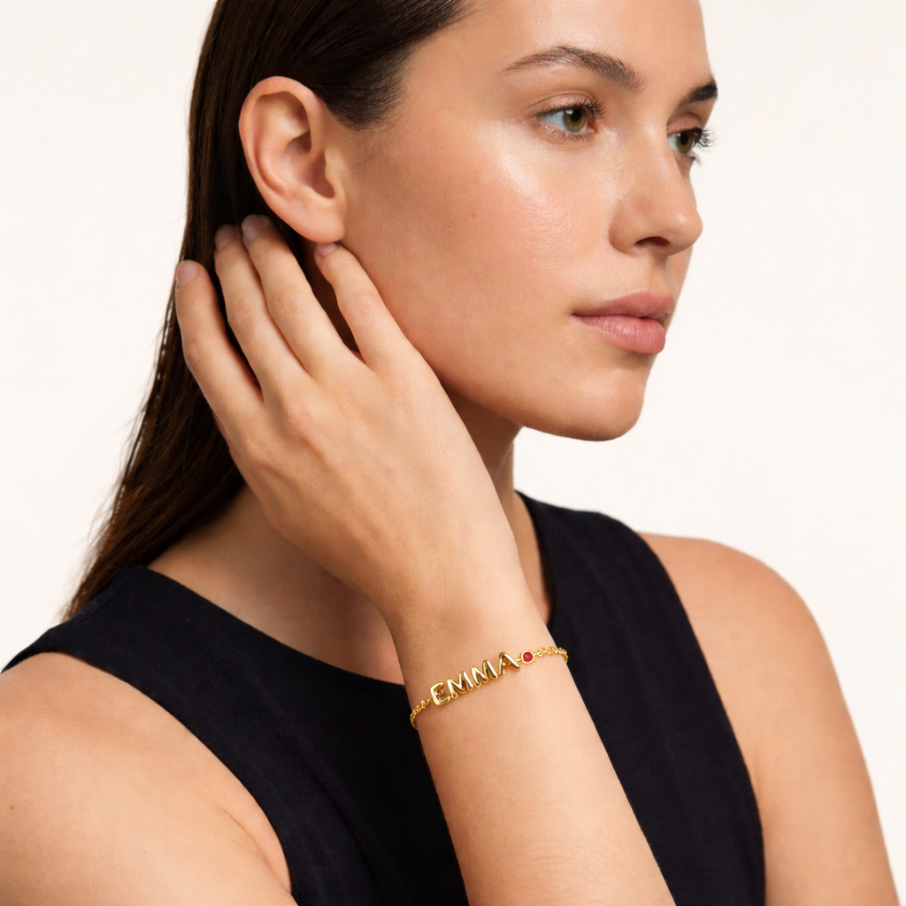 Bubble Name Birthstone Bracelet