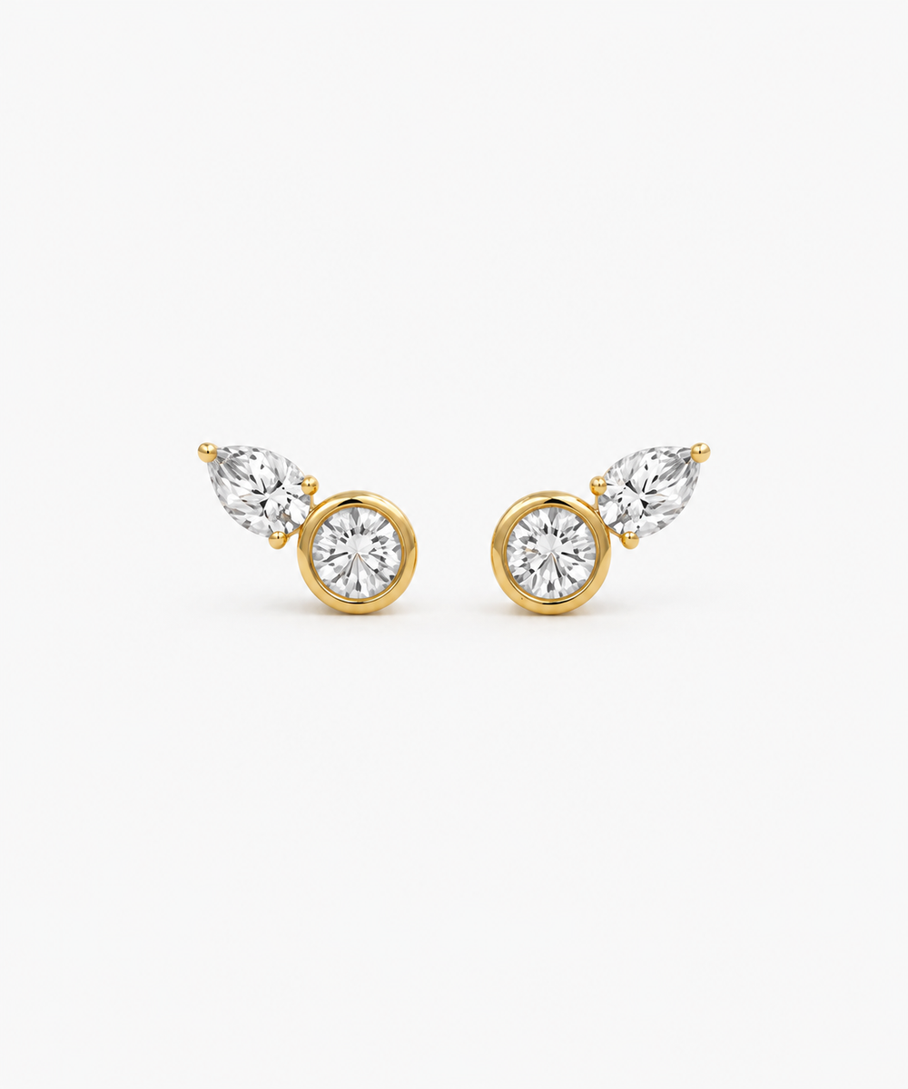Coria Bezel Stud Earrings