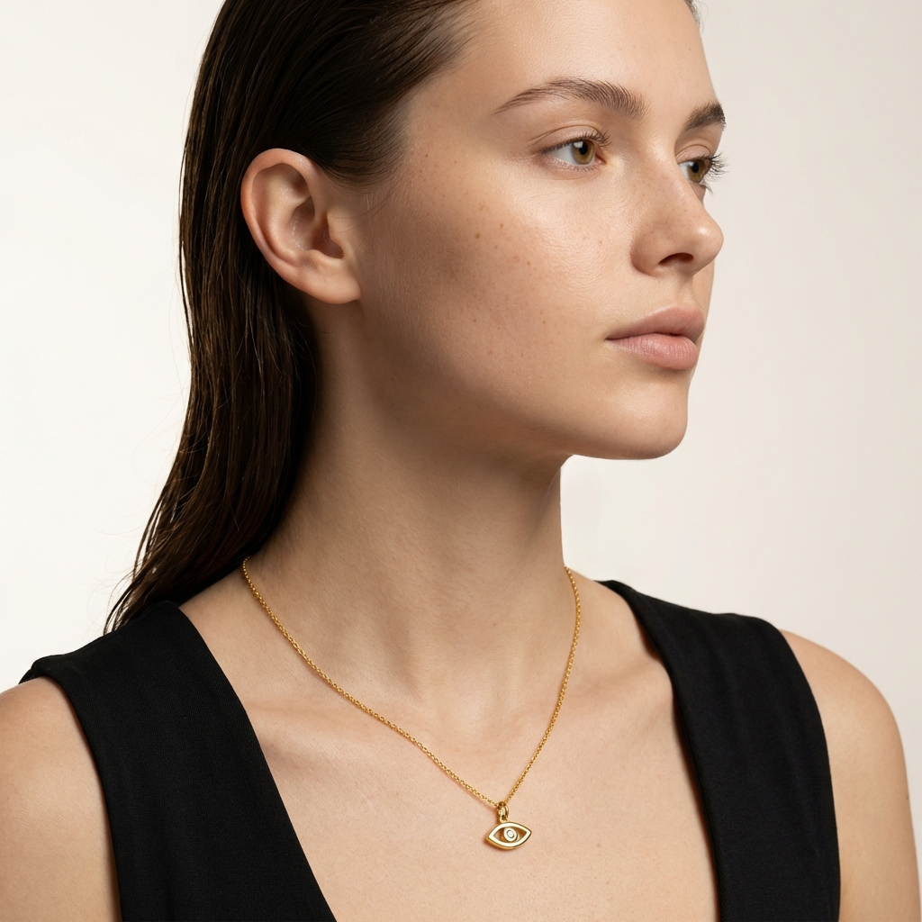Kyra Evil Eye Necklace lifestyle styling by SURI