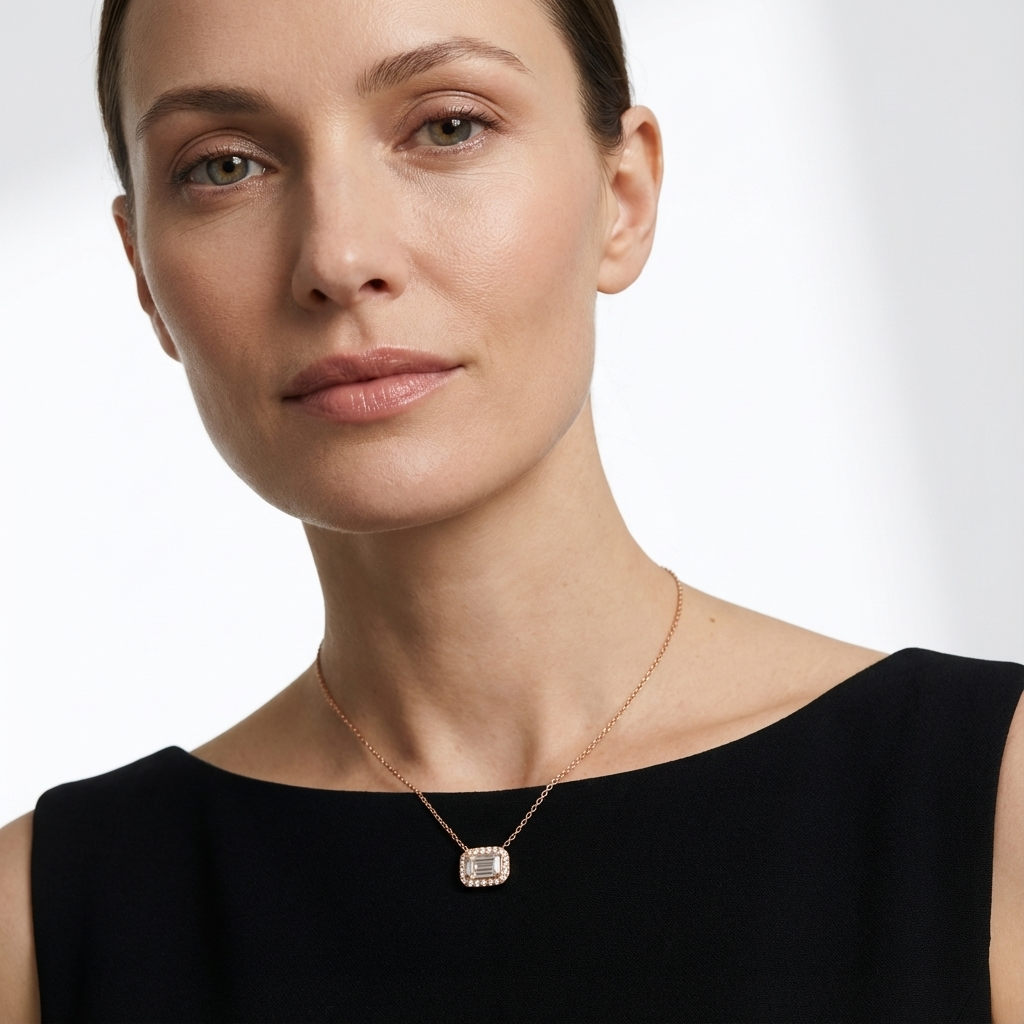 Emerald Cut Diamond necklace