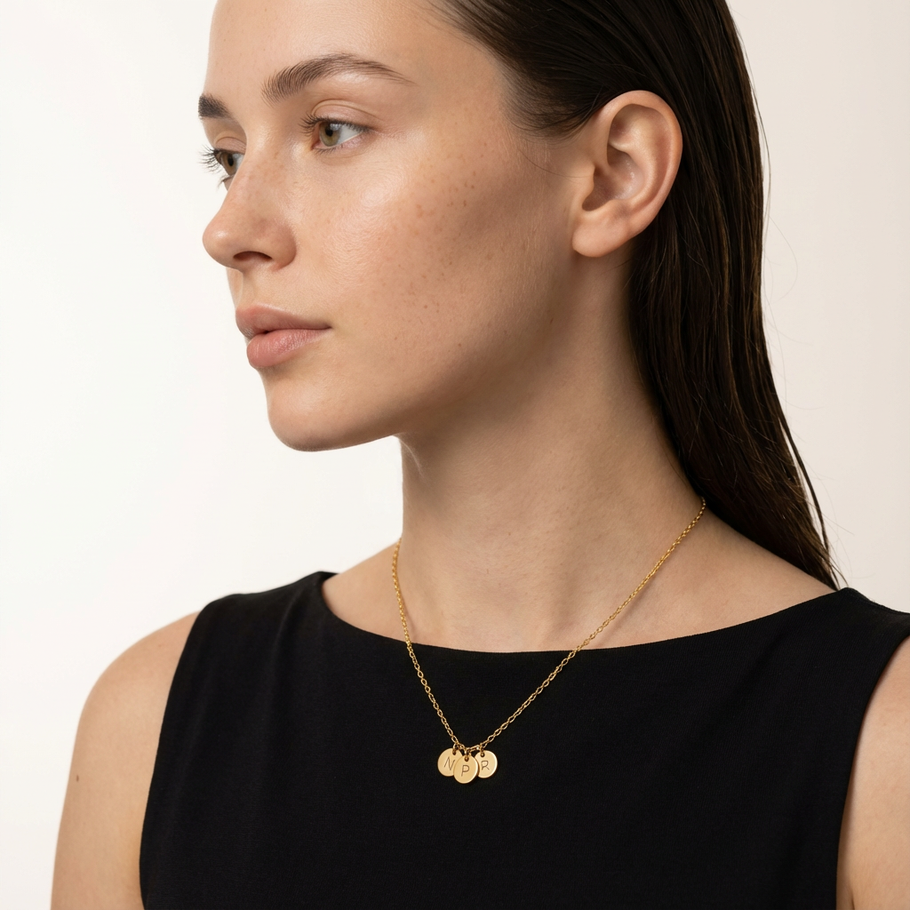 Collier Initiale à Disques Multiples Personnalisable 