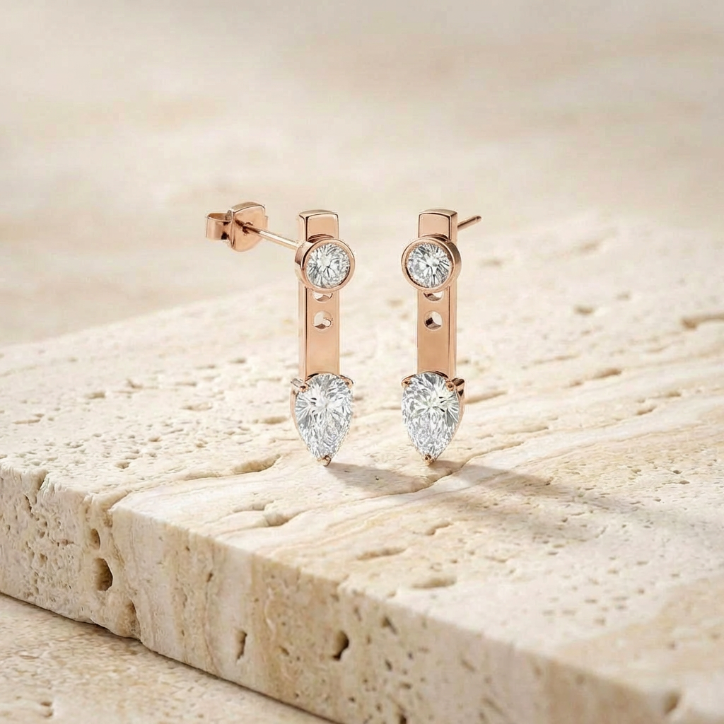 Macao Pear Drop Earrings on-model styling by SURI