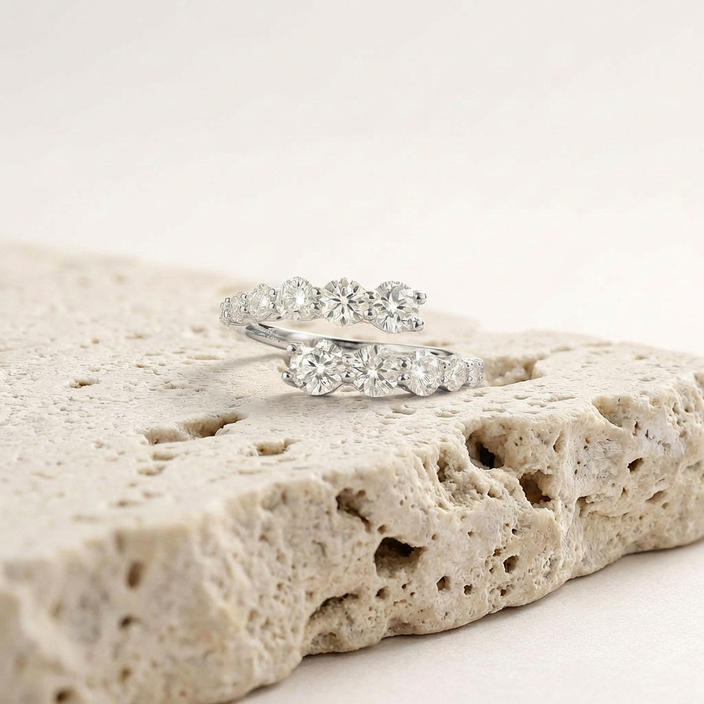 Vercelli Graduated Diamond Wrap Ring additional detail 13 by SURI