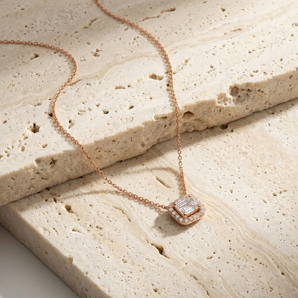 Mizu Pave Baguette Necklace profile detail by SURI