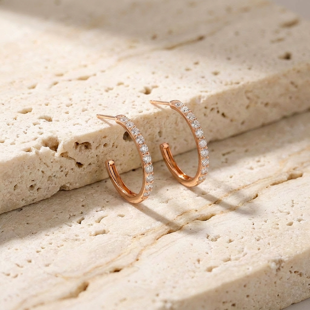 Mallorca Pave Hoop Earrings scale detail by SURI