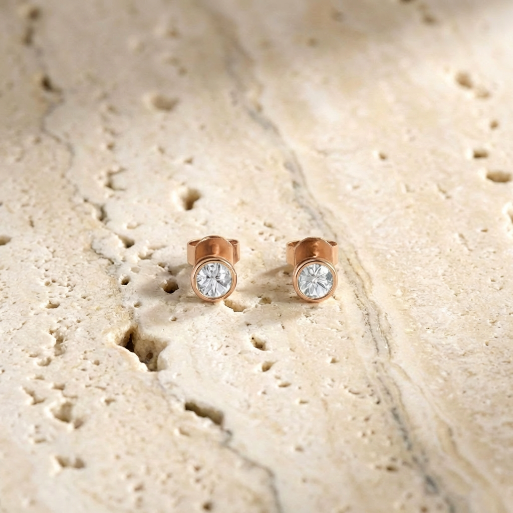 Hana Bezel Stud Earrings profile detail by SURI