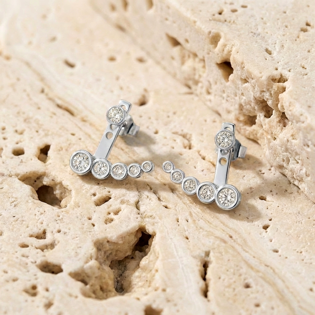 Aika Bezel Climber Earrings clasp detail by SURI
