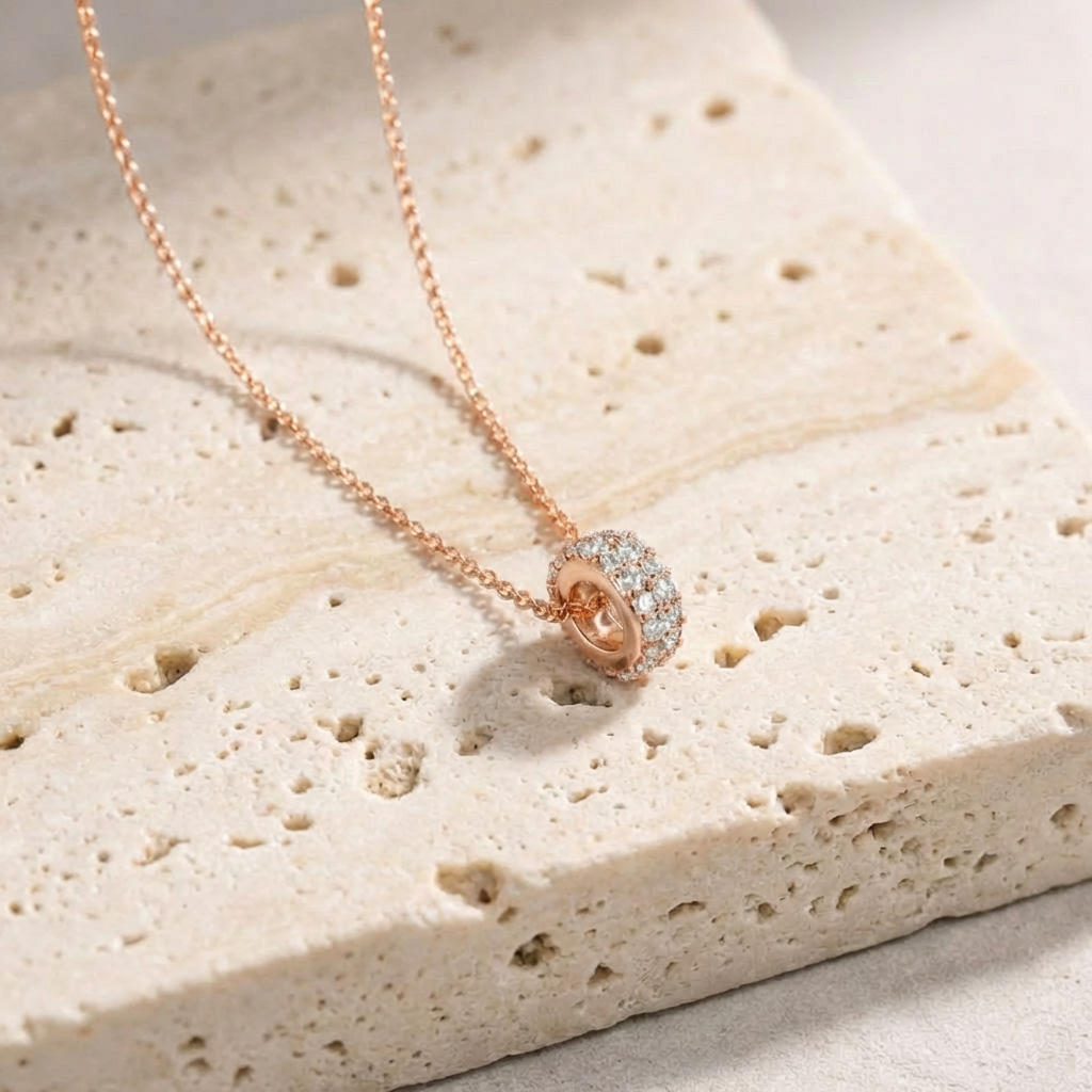 Umi Pave Rondelle Necklace clasp detail by SURI