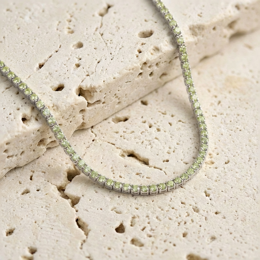 Midori Peridot Tennis Necklace profile detail by SURI