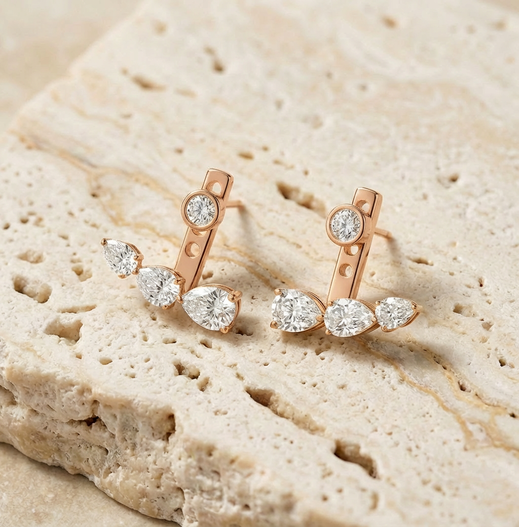 Etheria Marquise Pear Jacket Earrings profile detail by SURI