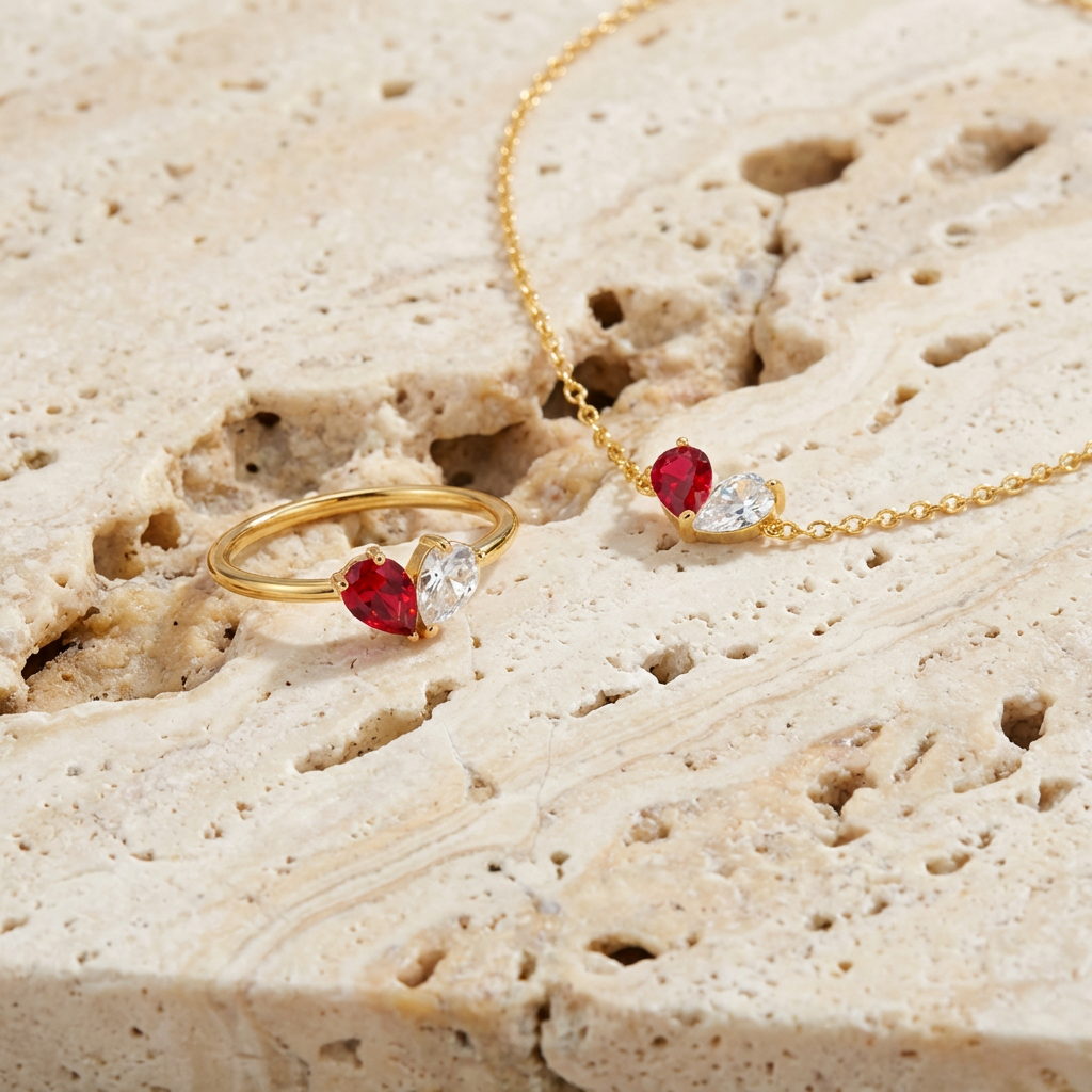 Mila Heart Birthstone Duo Set