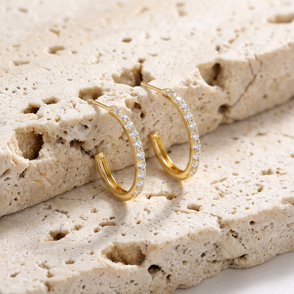 Mallorca Pave Hoop Earrings on-model styling by SURI