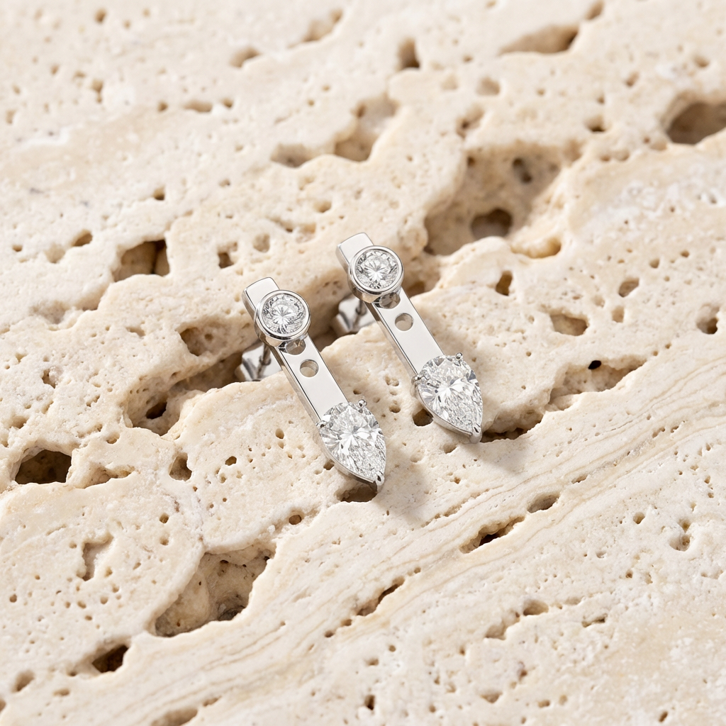 Macao Pear Drop Earrings profile detail by SURI