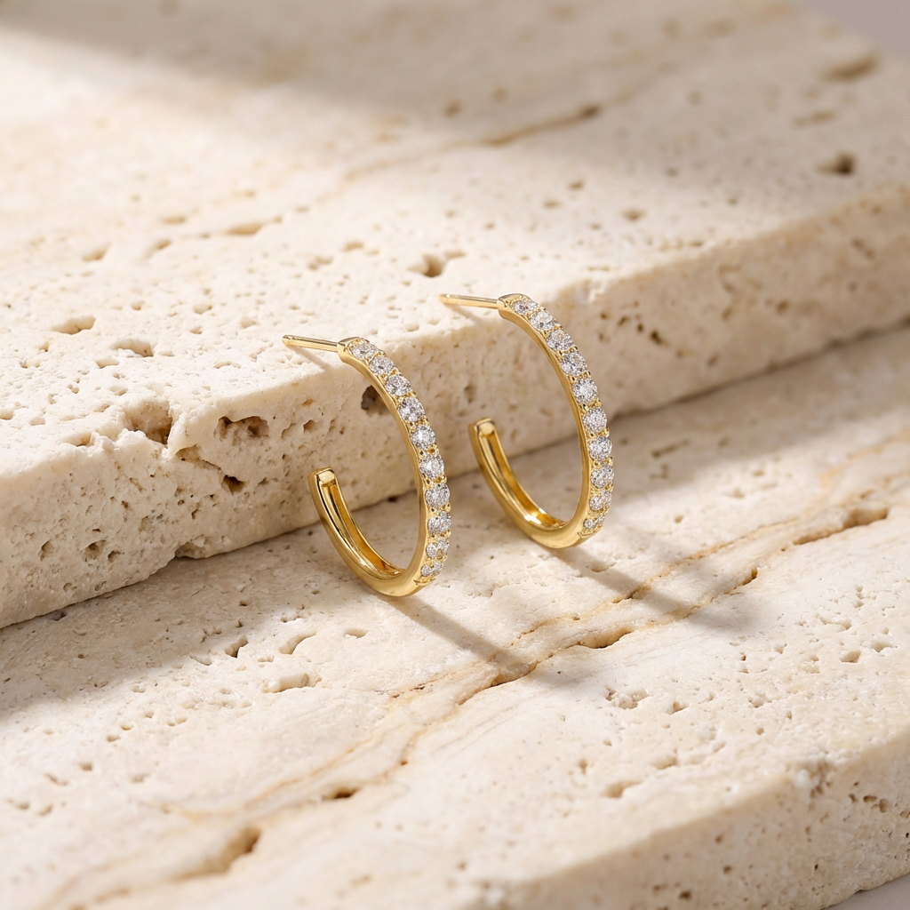 Mallorca Pave Hoop Earrings finish detail by SURI