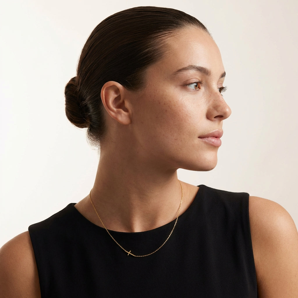Estelle Sideways Cross Necklace