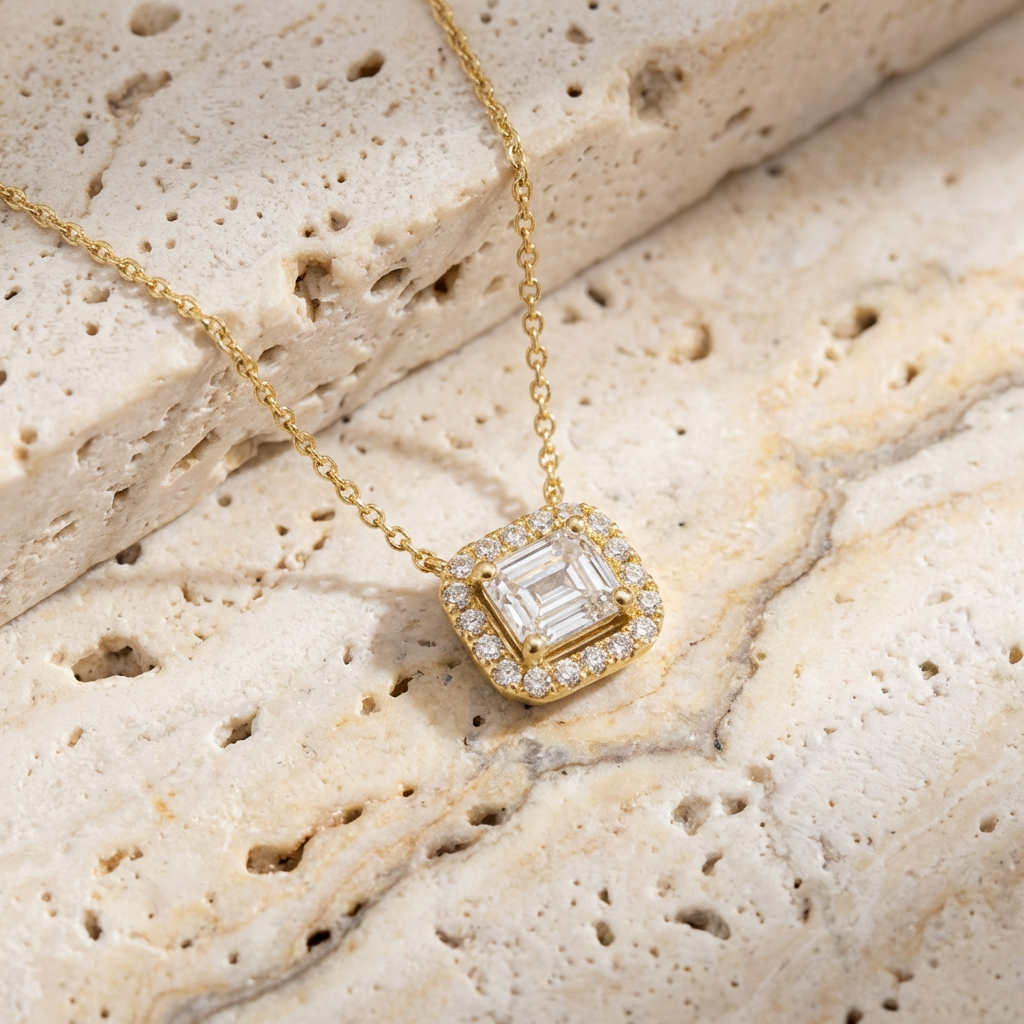 Mizu Pave Baguette Necklace finish detail by SURI