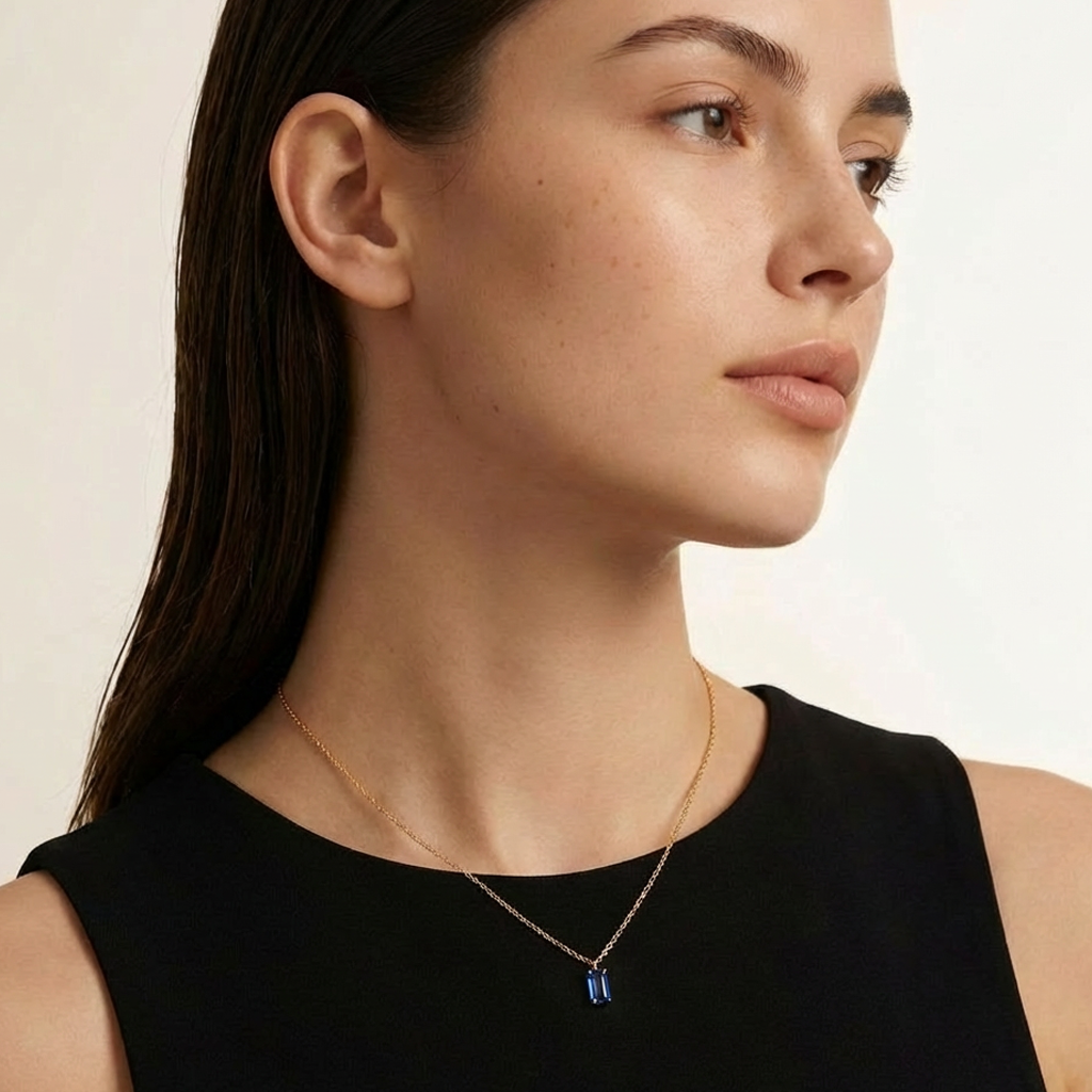 León Sapphire Baguette Necklace