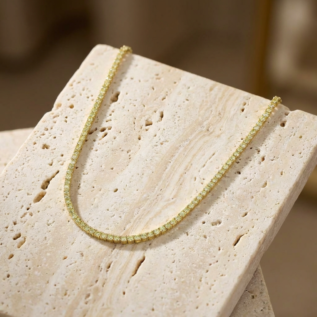 Midori Peridot Tennis Necklace on-model styling by SURI
