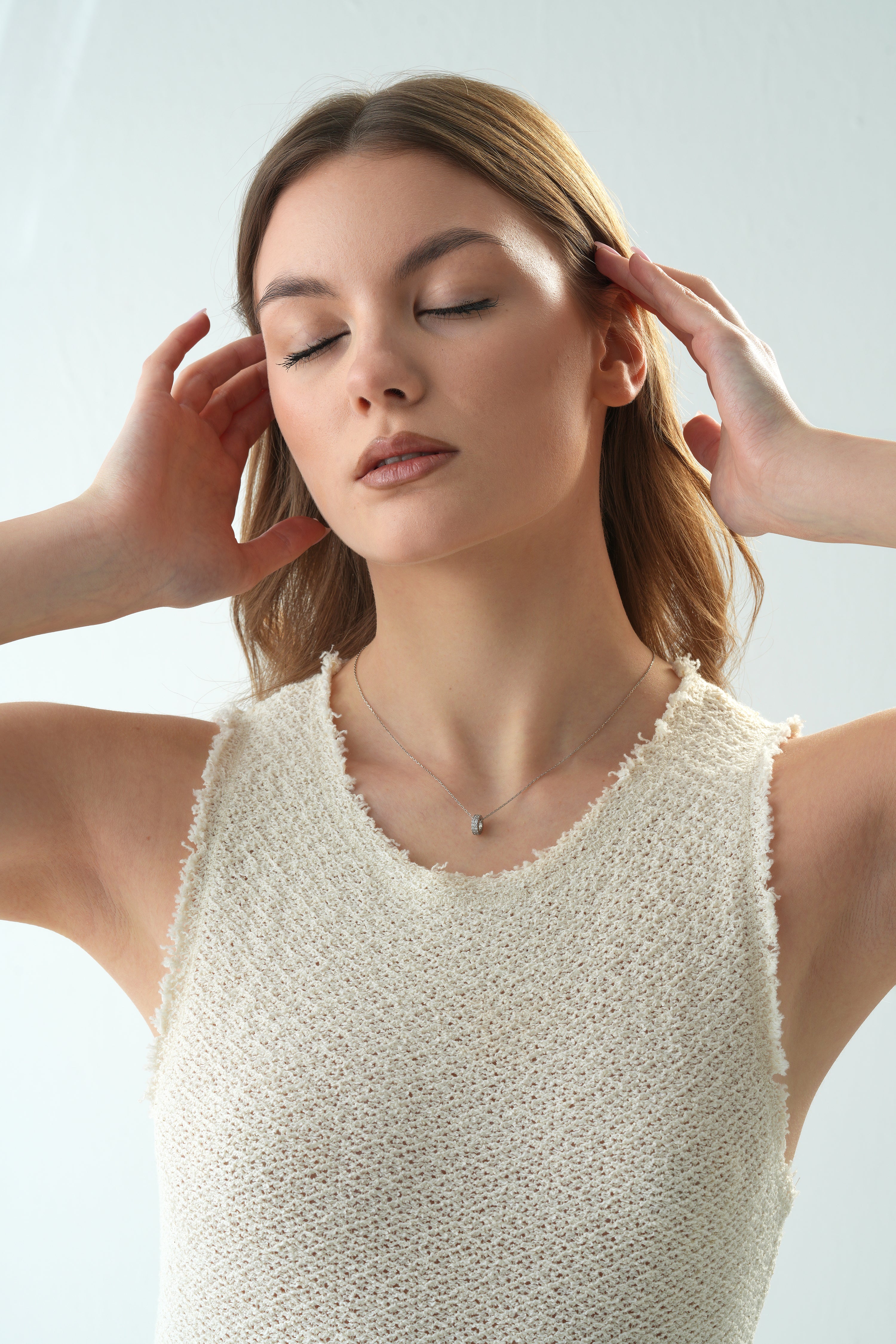 Umi Pave Rondelle Necklace profile detail by SURI