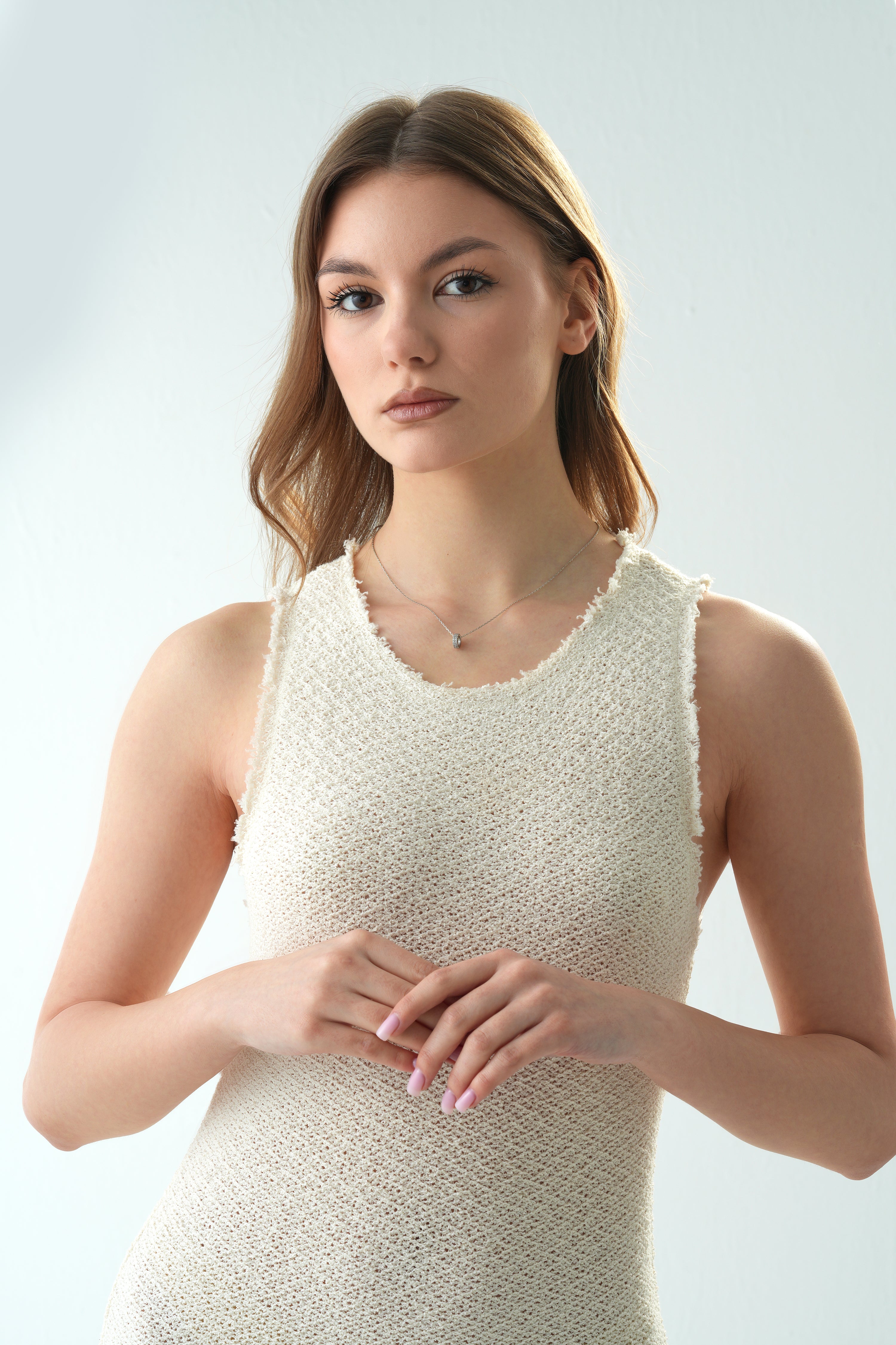 Umi Pave Rondelle Necklace alternate angle by SURI