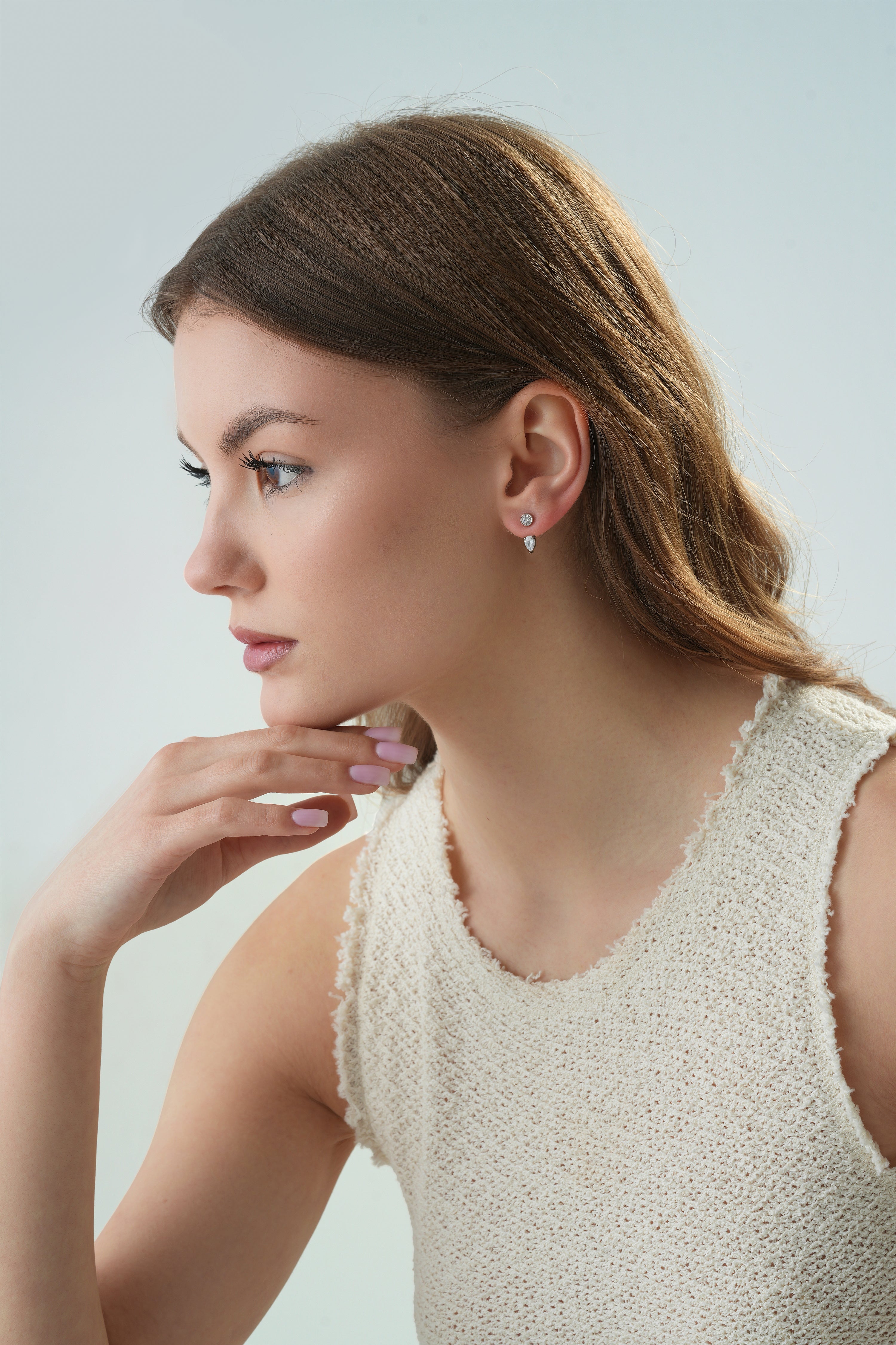 Macao Pear Drop Earrings clasp detail by SURI