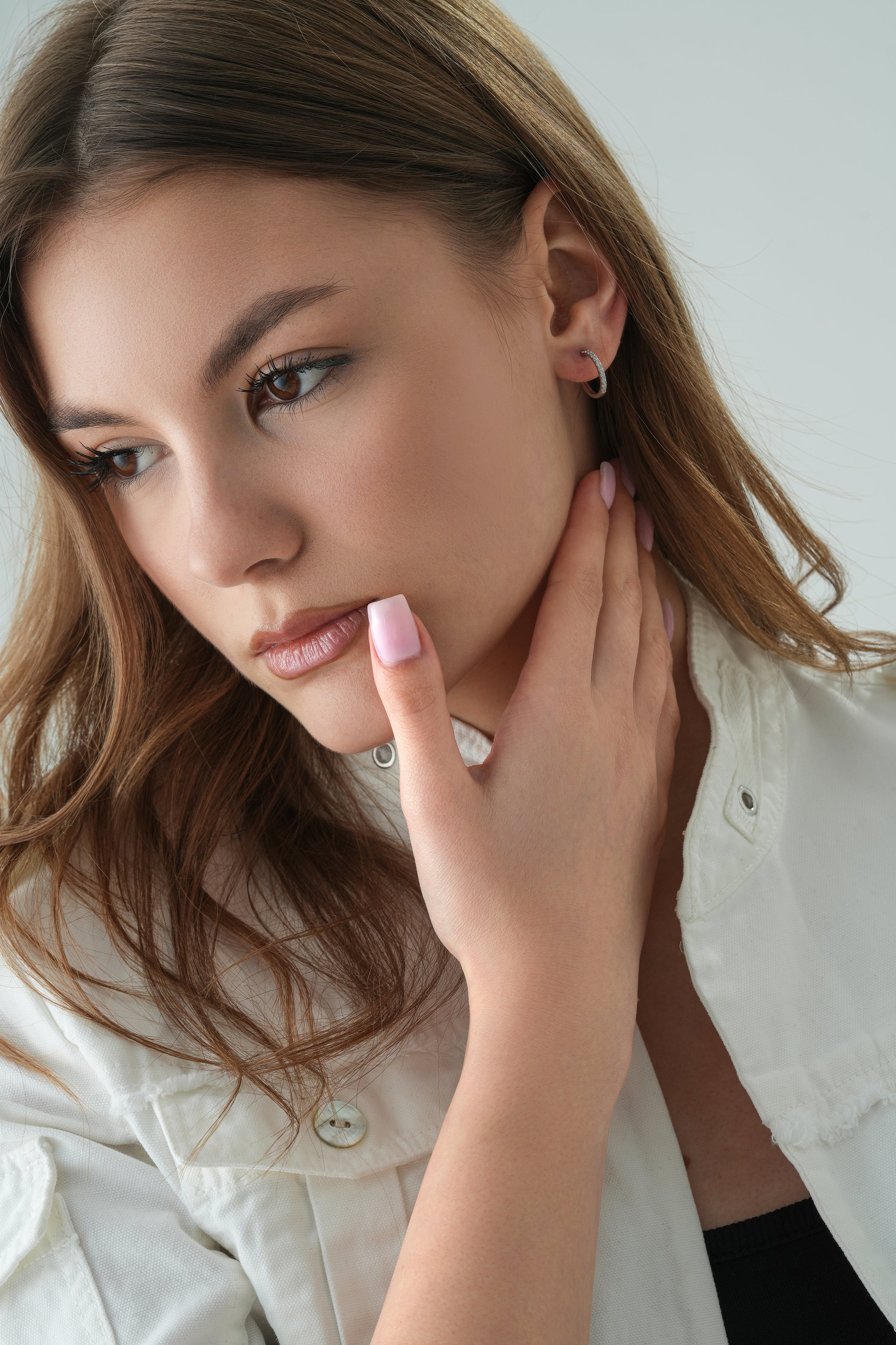 Mallorca Pave Hoop Earrings alternate angle by SURI