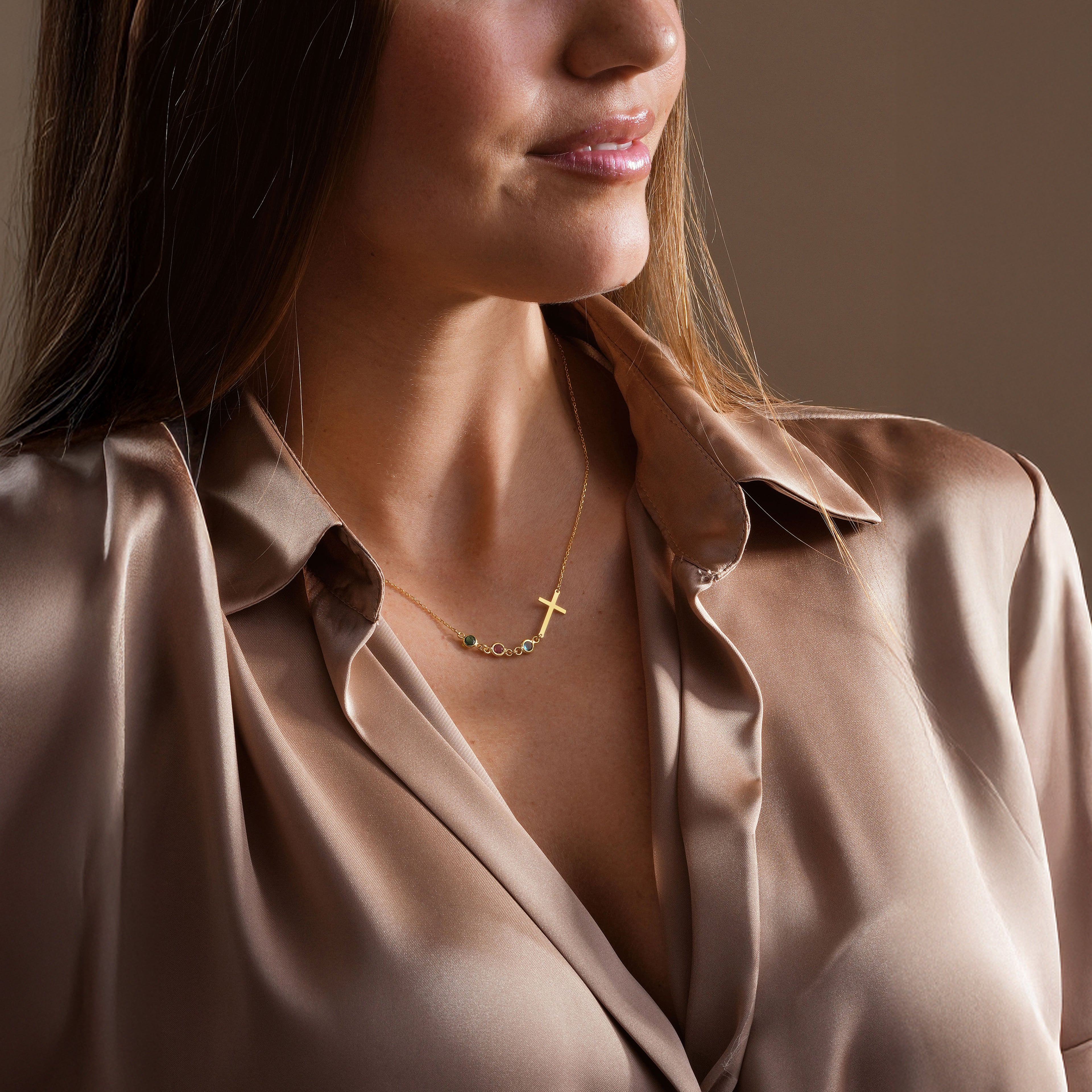 Cross Birthstone Necklace