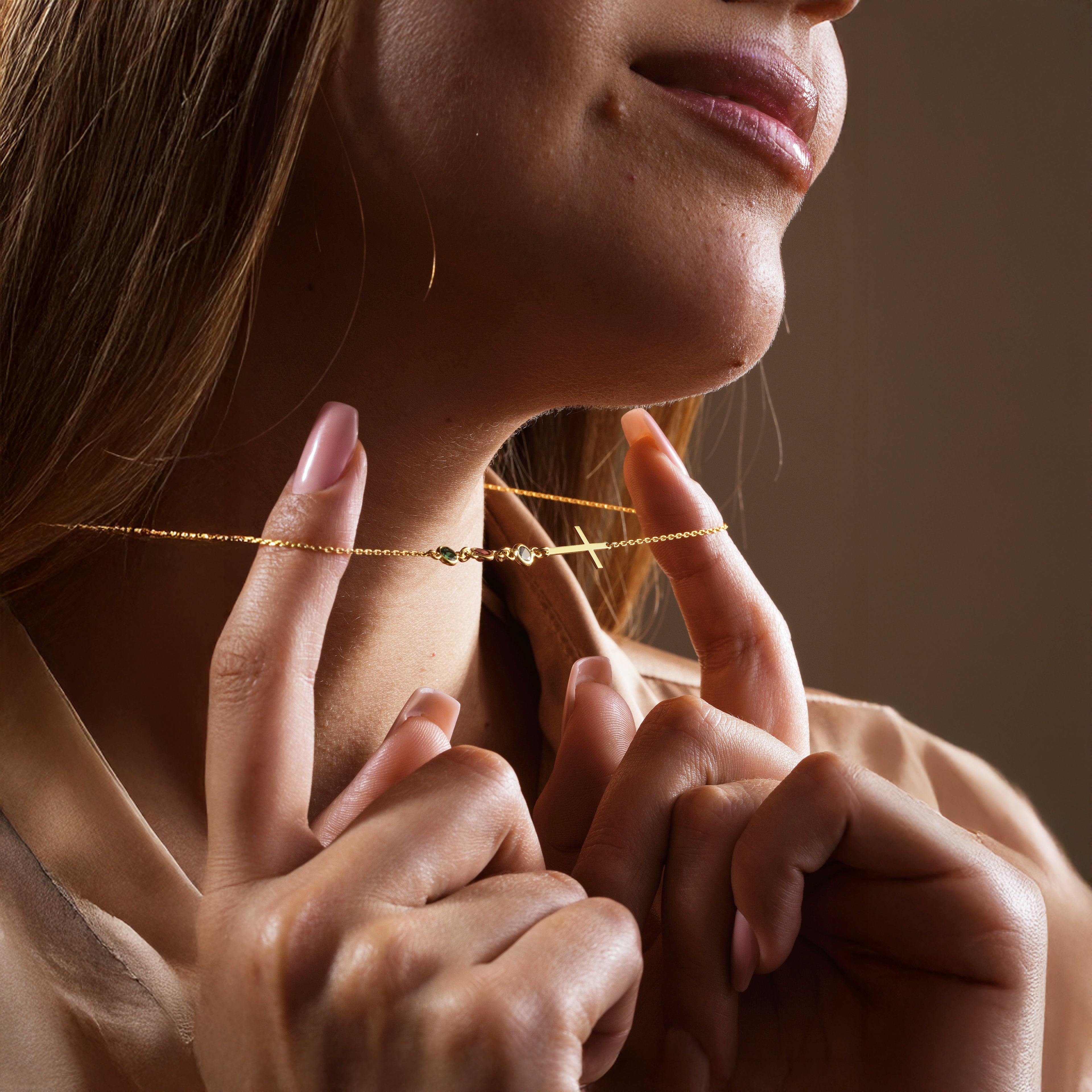 Cross Birthstone Necklace