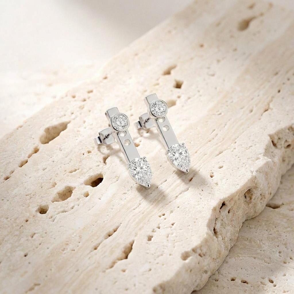 Macao Pear Drop Earrings alternate angle by SURI