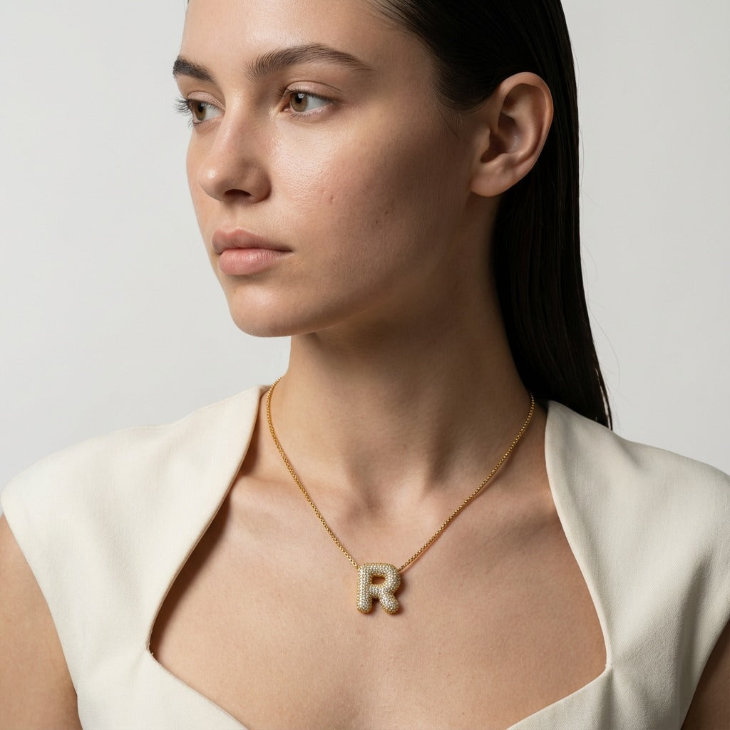 Diamond Paved Initial Necklace