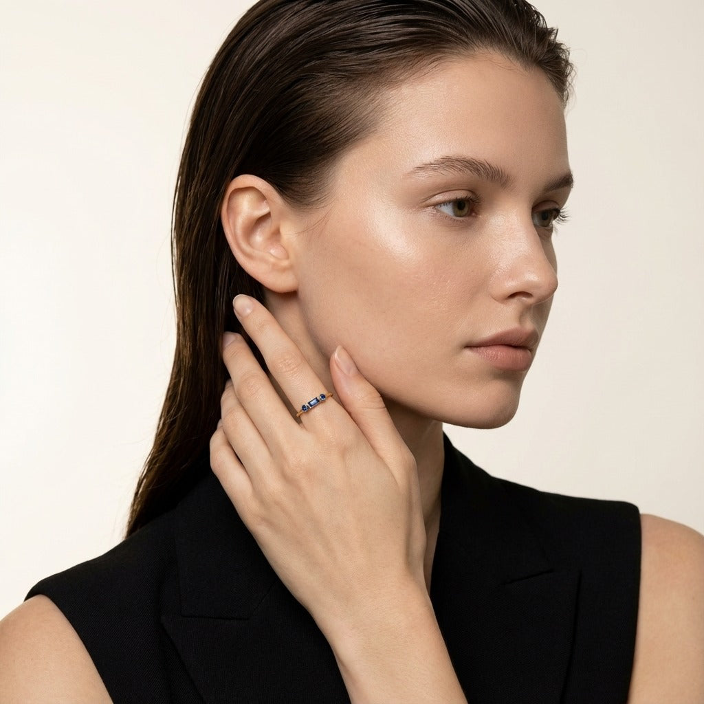 Morse Code Birthstone Ring