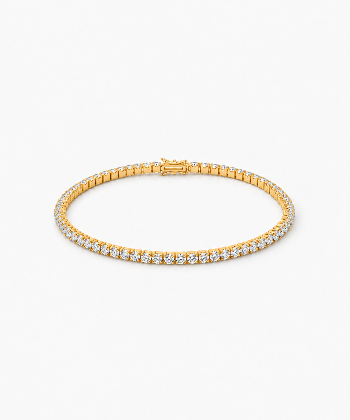 Tennis Pavé Diamond Bracelet — gold on white background