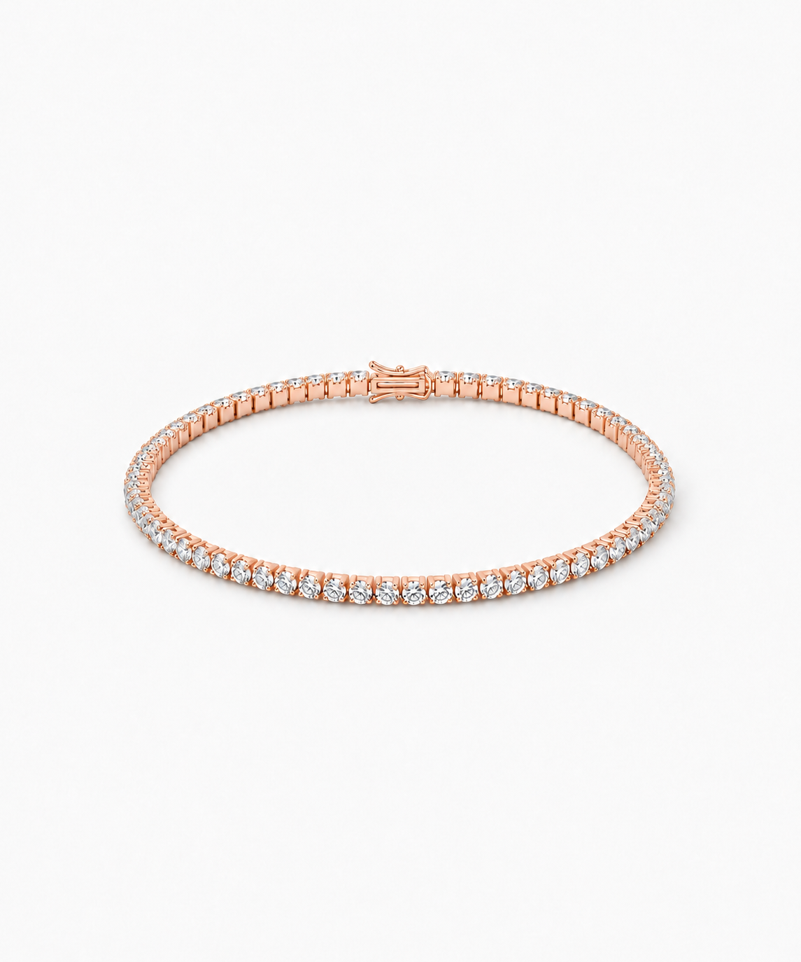 Tennis Pavé Diamond Bracelet — rose gold on white background