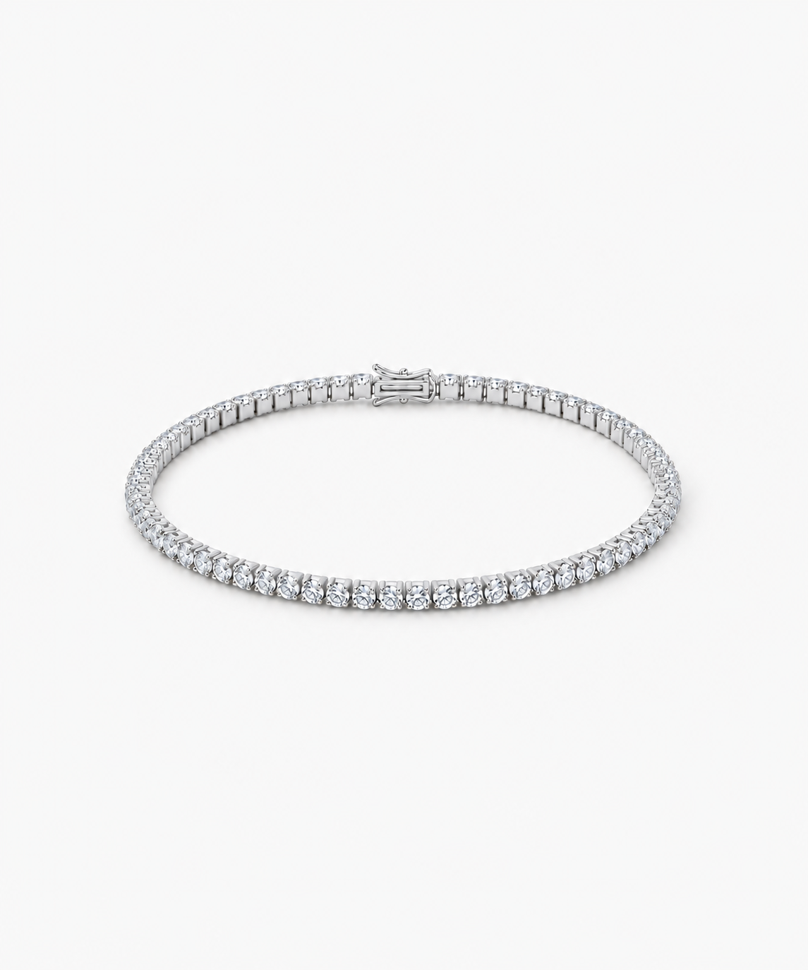 Tennis Pavé Diamond Bracelet — silver on white background