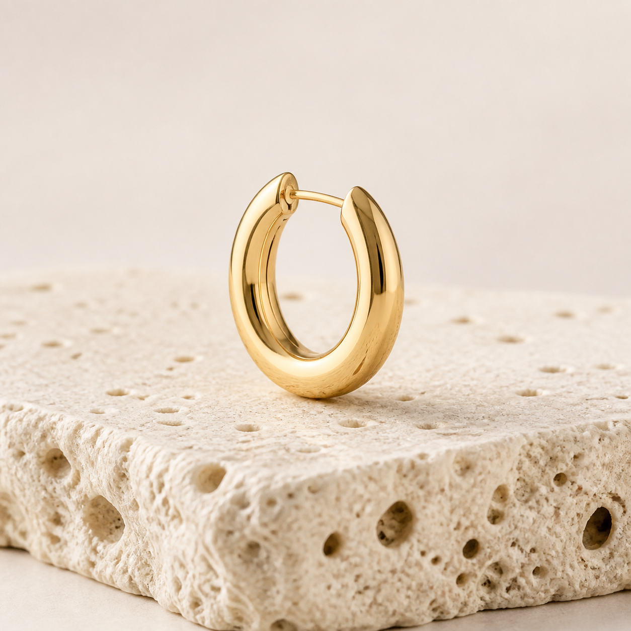 Parma Domed Hoop Earrings stone detail 01 by SURI